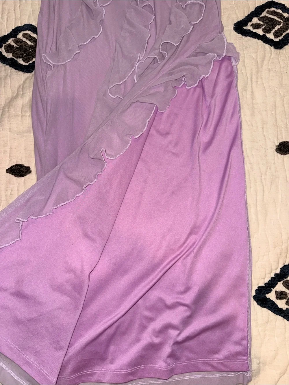 Lilac Ruffle Mesh Slip Dress - Picture 4 of 6